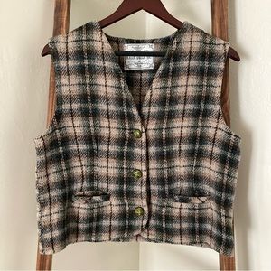 Vintage Ukraine Plaid Wool Vest